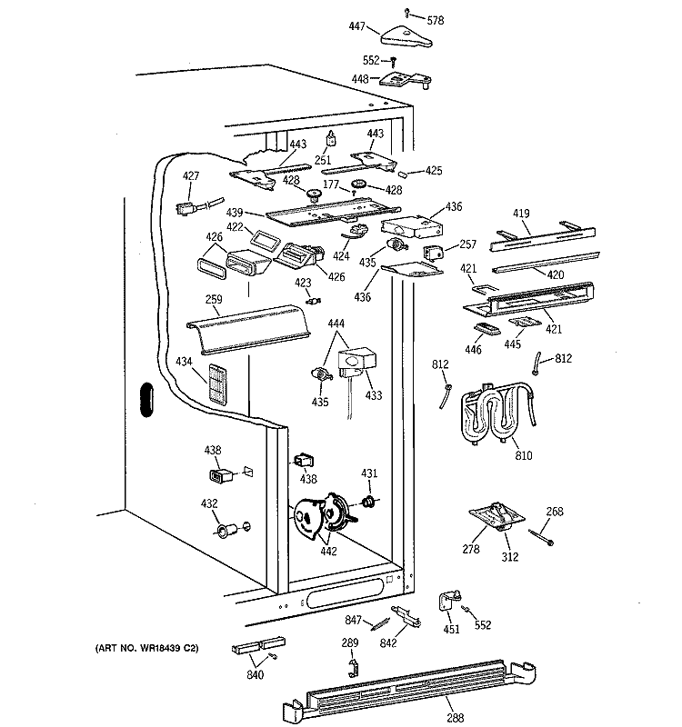 FRESH FOOD SECTION Diagram and Parts List for MSK28DHBGAA  General Electric Refrigerator