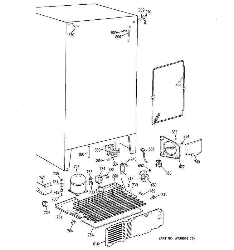 UNIT PARTS Diagram and Parts List for TFZ20JRBGWW  General Electric Refrigerator