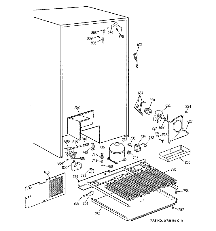 UNIT PARTS Diagram and Parts List for MSK28DRBGAA  General Electric Refrigerator