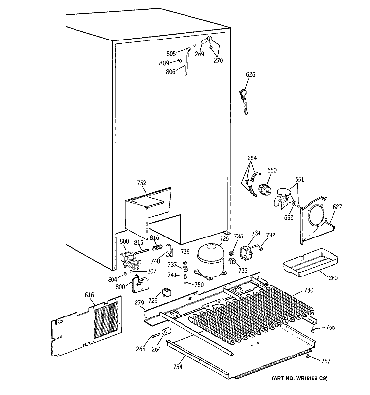 UNIT PARTS Diagram and Parts List for TFG28ZFCGWH  General Electric Refrigerator