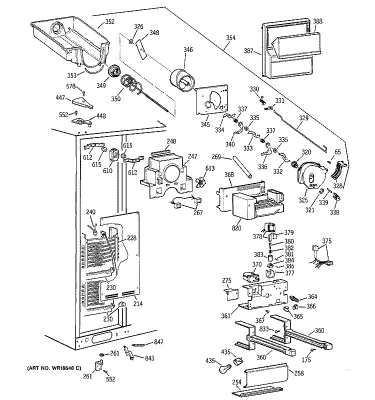 FREEZER SECTION Diagram and Parts List for TFK28ZRBGAA  General Electric Refrigerator