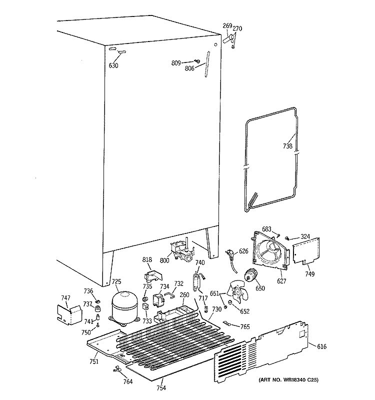 UNIT PARTS Diagram and Parts List for CSM22GRBGWW  Hotpoint Refrigerator