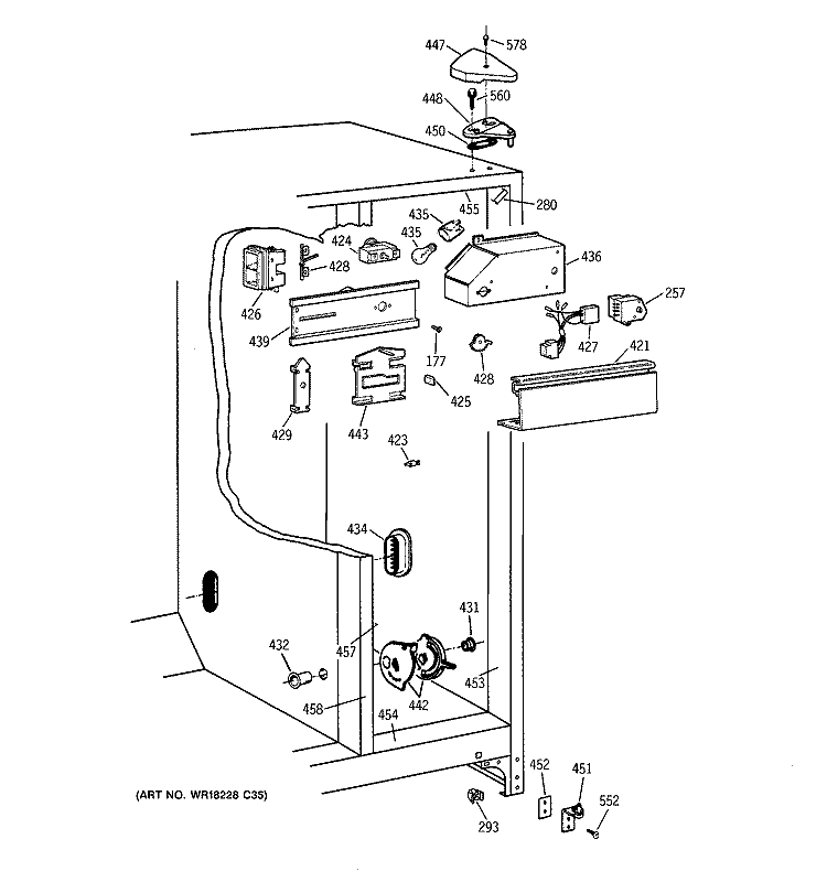 FRESH FOOD SECTION Diagram and Parts List for CSX19LABGWH  Hotpoint Refrigerator