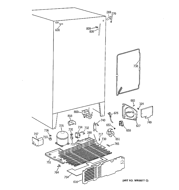 UNIT PARTS Diagram and Parts List for TFX26GRDAWW  General Electric Refrigerator