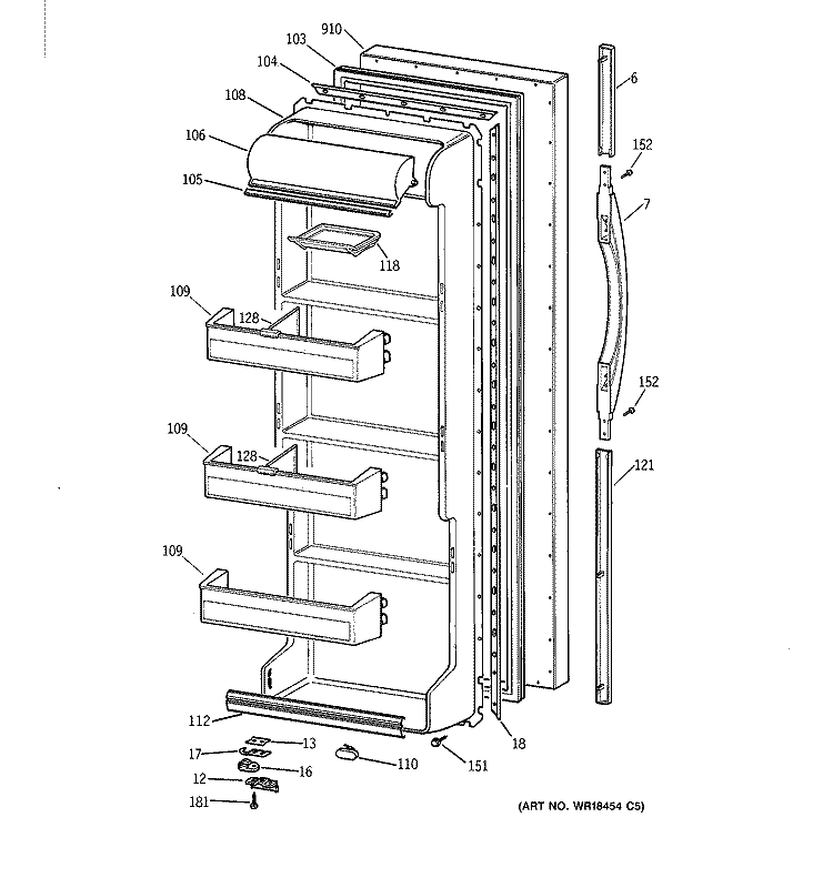 FRESH FOOD DOOR Diagram and Parts List for TFX20JRBGWH  General Electric Refrigerator