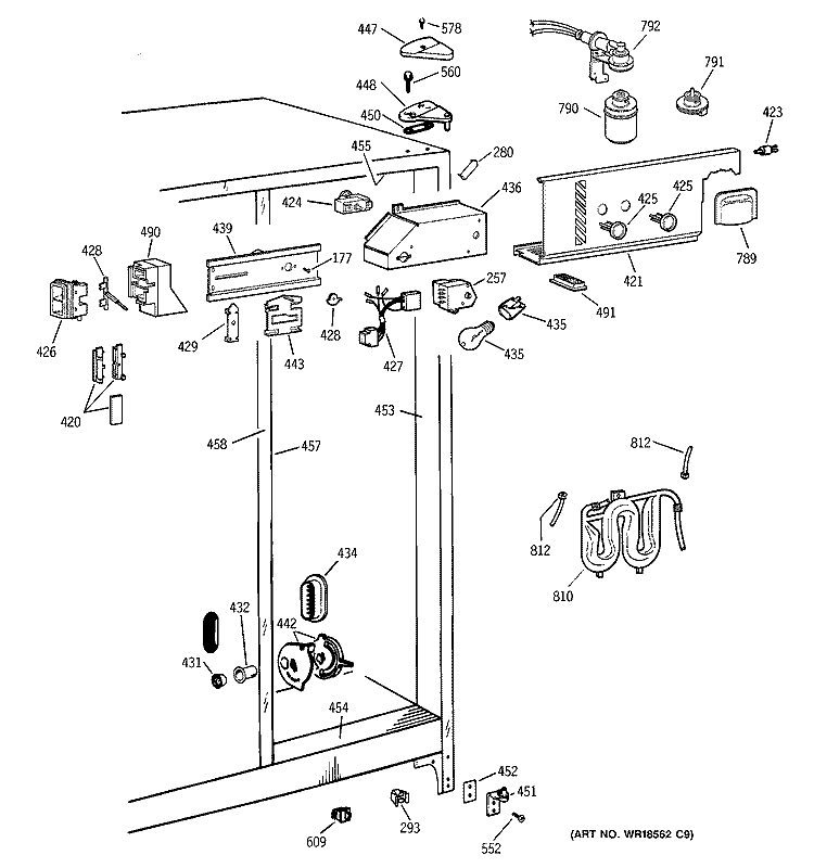 FRESH FOOD SECTION Diagram and Parts List for CSX25GPCGWW  Hotpoint Refrigerator