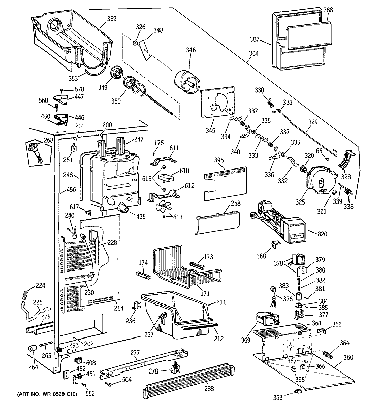FREEZER SECTION Diagram and Parts List for CSX25MRCGWW  Hotpoint Refrigerator