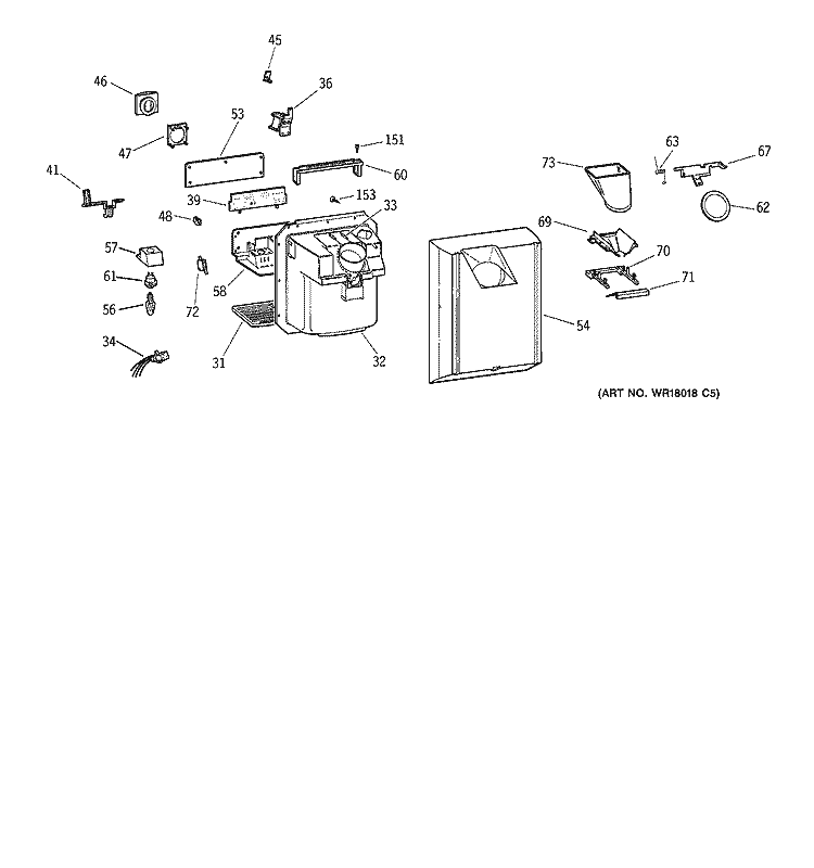 DISPENSER Diagram and Parts List for TFX22ARBGWW  General Electric Refrigerator
