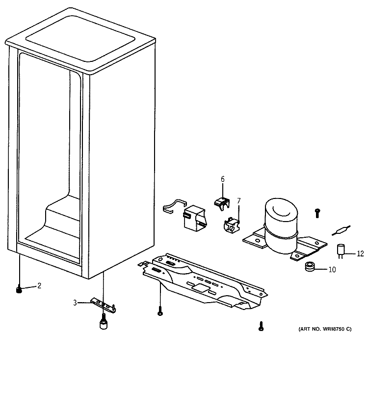 UNIT PARTS Diagram and Parts List for TAX4DNCAWH  General Electric Refrigerator