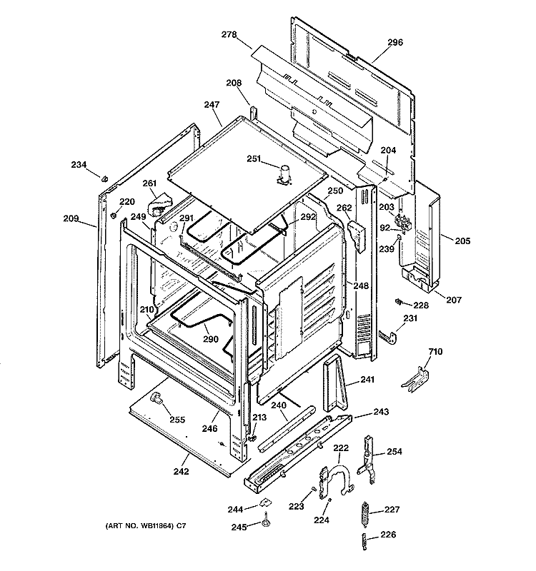 BODY PARTS Diagram and Parts List for RB526C1WW  Hotpoint Range