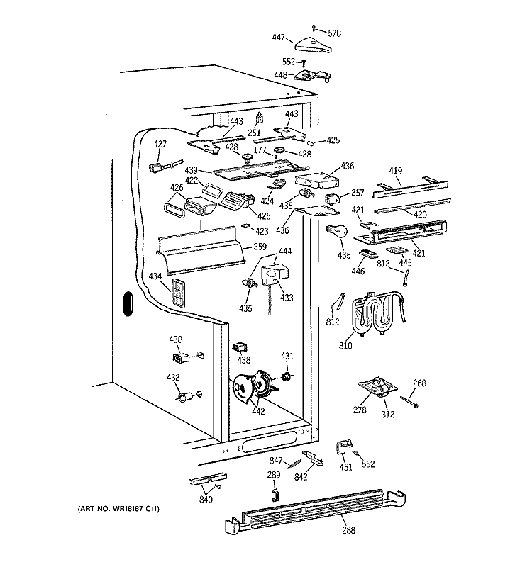 FRESH FOOD SECTION Diagram and Parts List for TFK30PRBGWW  General Electric Refrigerator