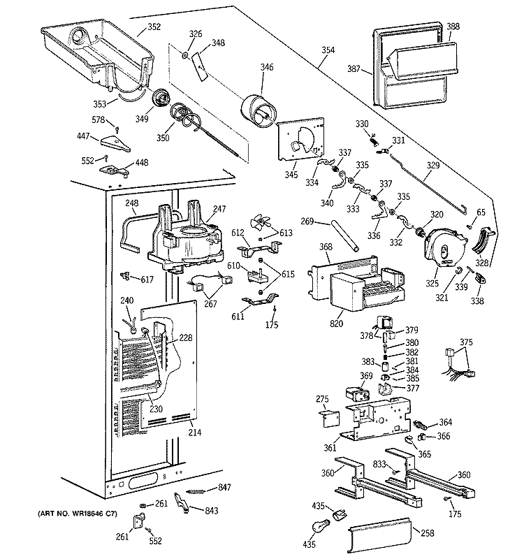 FREEZER SECTION Diagram and Parts List for TFX28PBBGBB  General Electric Refrigerator