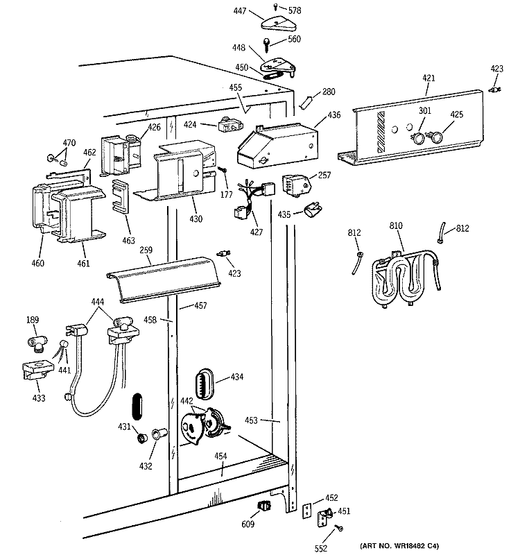 FRESH FOOD SECTION Diagram and Parts List for TFJ22PRBGWW  General Electric Refrigerator
