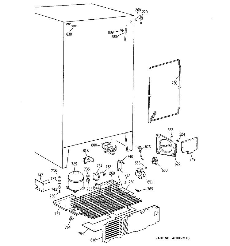 UNIT PARTS Diagram and Parts List for TFX22PRBGBB  General Electric Refrigerator