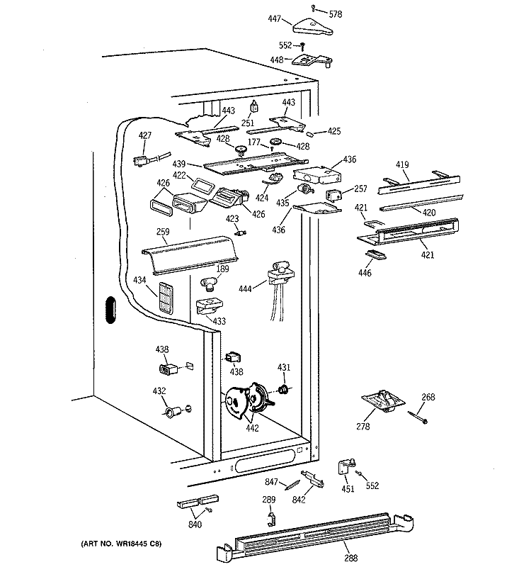 FRESH FOOD SECTION Diagram and Parts List for TPS24BIDABS  General Electric Refrigerator