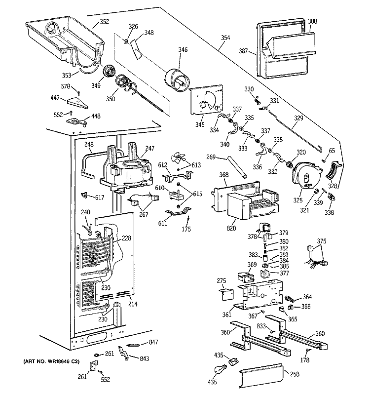 FREEZER SECTION Diagram and Parts List for TPS24BPDABS  General Electric Refrigerator
