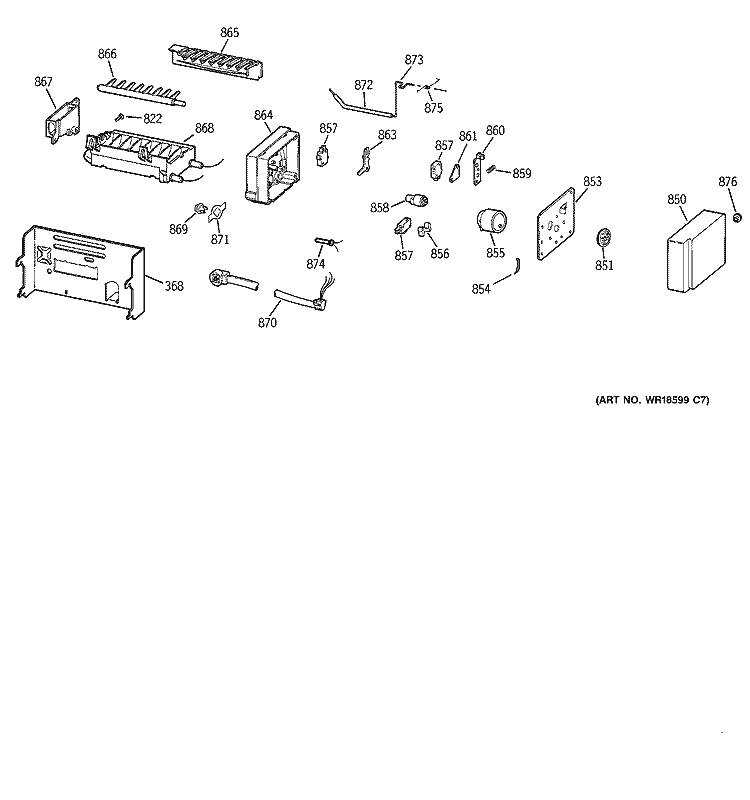 ICEMAKER WR30X0328 Diagram and Parts List for TFJ28PFBGWW  General Electric Refrigerator