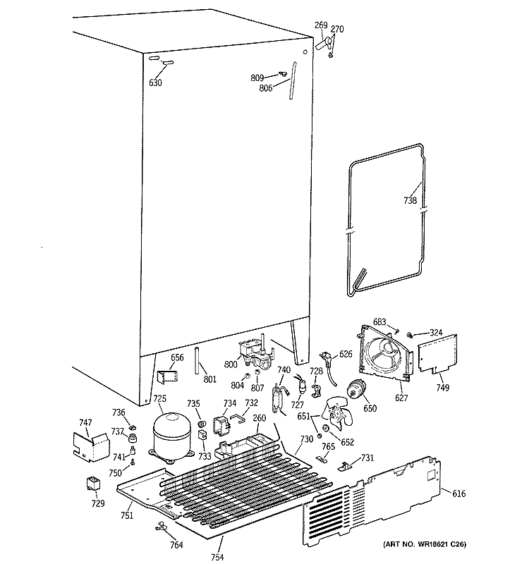 UNIT PARTS Diagram and Parts List for TFK22PRBGAA  General Electric Refrigerator