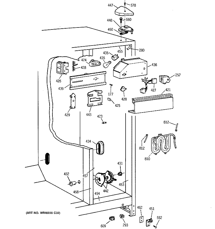 FRESH FOOD SECTION Diagram and Parts List for TFX25KRCGWW  General Electric Refrigerator
