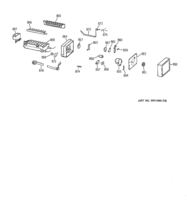 ICEMAKER WR30X0330 Diagram and Parts List for TFG25PEBGWH  General Electric Refrigerator