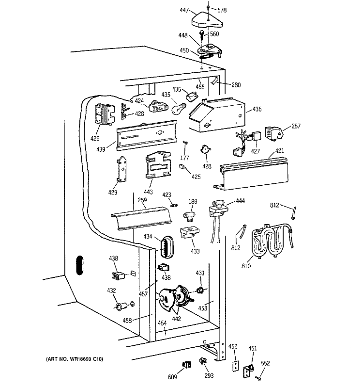 FRESH FOOD SECTION Diagram and Parts List for TFX25PRBGWW  General Electric Refrigerator