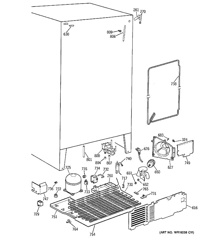 UNIT PARTS Diagram and Parts List for TPG21JRCGWW  General Electric Refrigerator