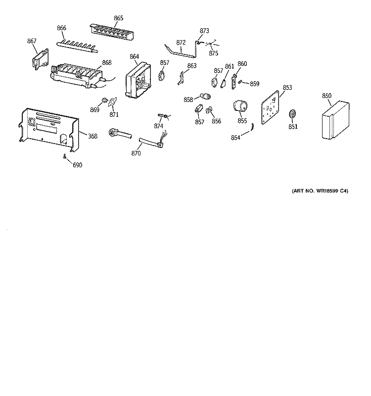ICEMAKER WR30X0330 Diagram and Parts List for TPG21JRCGWW  General Electric Refrigerator