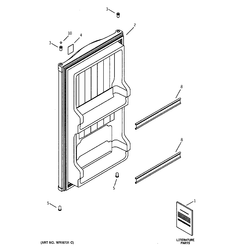 DOOR Diagram and Parts List for TAX4SNYCWH  General Electric Refrigerator