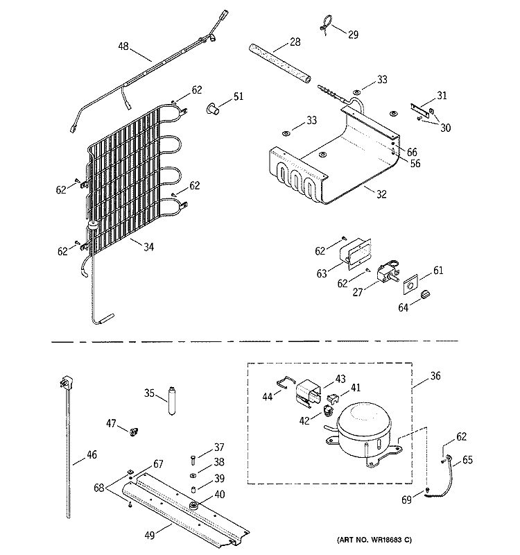 UNIT PARTS Diagram and Parts List for TAX4SNYCWH  General Electric Refrigerator