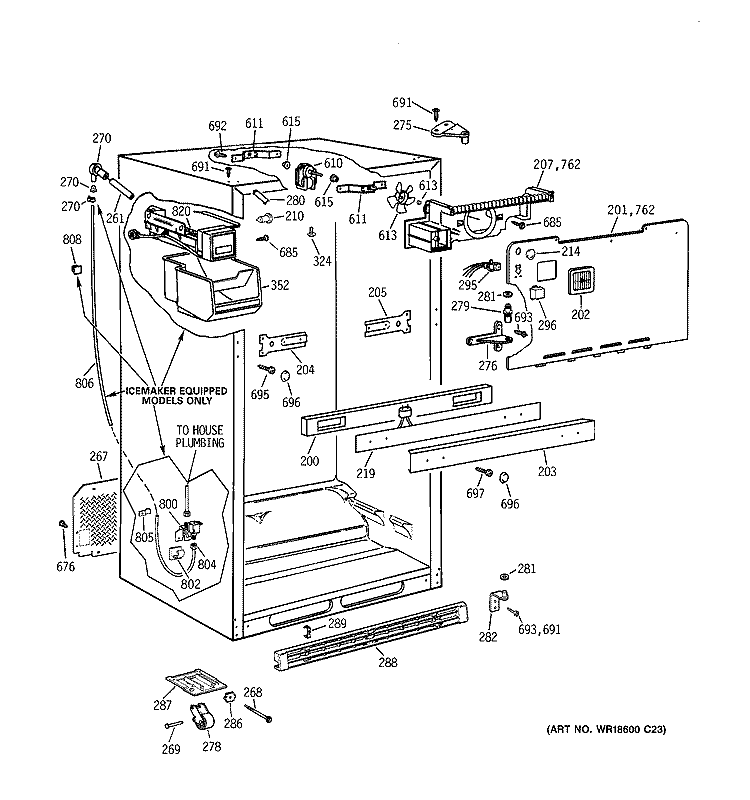 CABINET Diagram and Parts List for TBX18IADARWW  General Electric Refrigerator