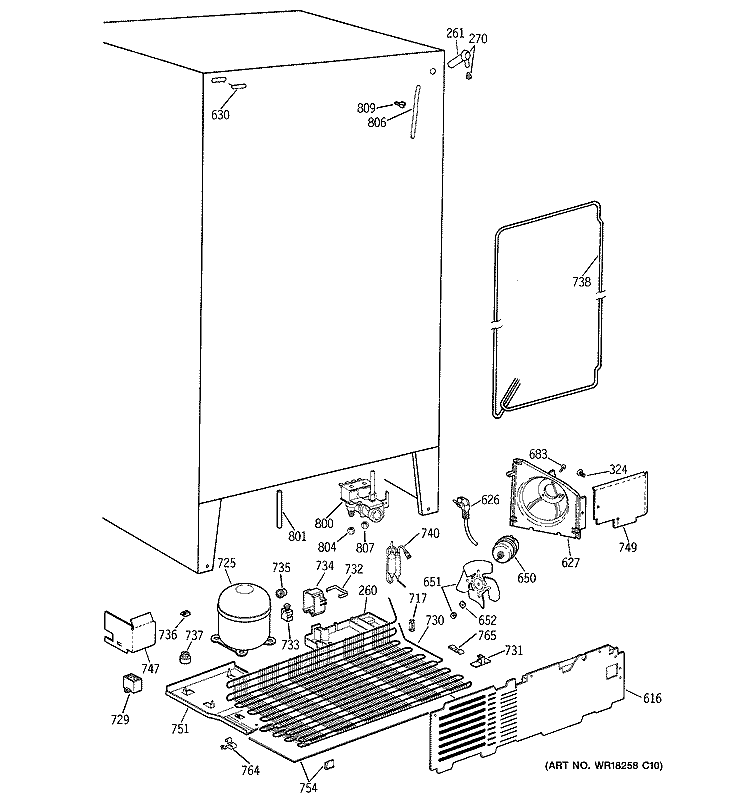 UNIT PARTS Diagram and Parts List for TPG21BRCGWW  General Electric Refrigerator