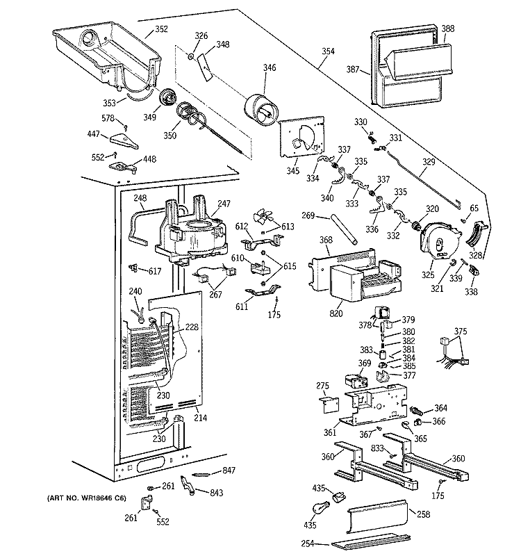 FREEZER SECTION Diagram and Parts List for TPG24BFCGBB  General Electric Refrigerator