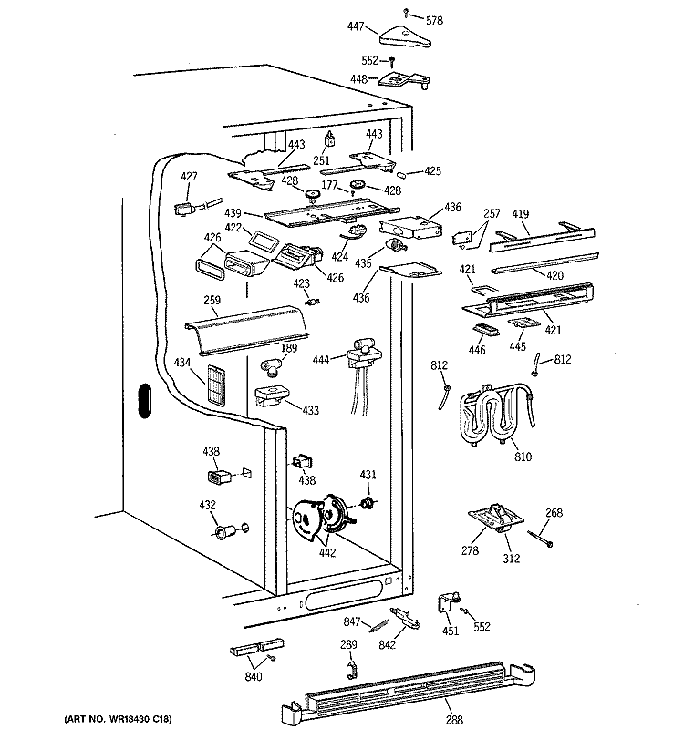 FRESH FOOD SECTION Diagram and Parts List for TPG24BFCGBB  General Electric Refrigerator