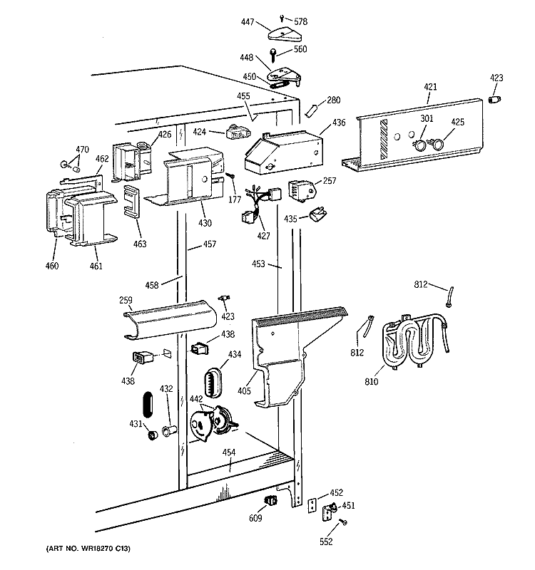FRESH FOOD SECTION Diagram and Parts List for TFG25PRBEBS  General Electric Refrigerator
