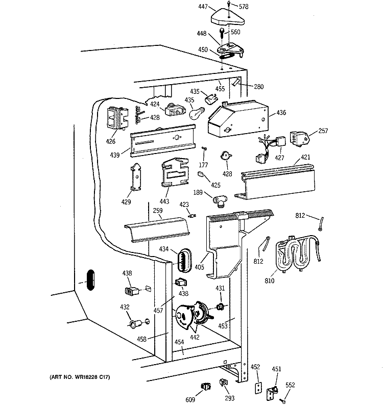 FRESH FOOD SECTION Diagram and Parts List for TFM25PRBEBS  General Electric Refrigerator