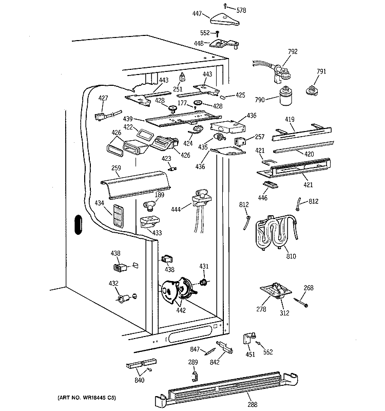 FRESH FOOD SECTION Diagram and Parts List for TFS28PBBBBS  General Electric Refrigerator