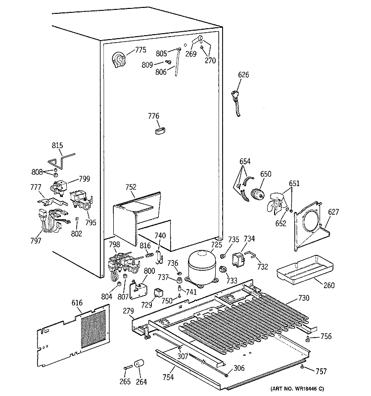 UNIT PARTS Diagram and Parts List for TPS24PBBBBS  General Electric Refrigerator