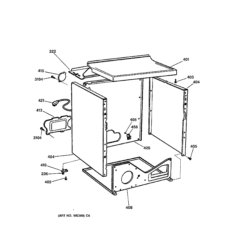 CABINET Diagram and Parts List for DNSR475GY0WW  General Electric Dryer