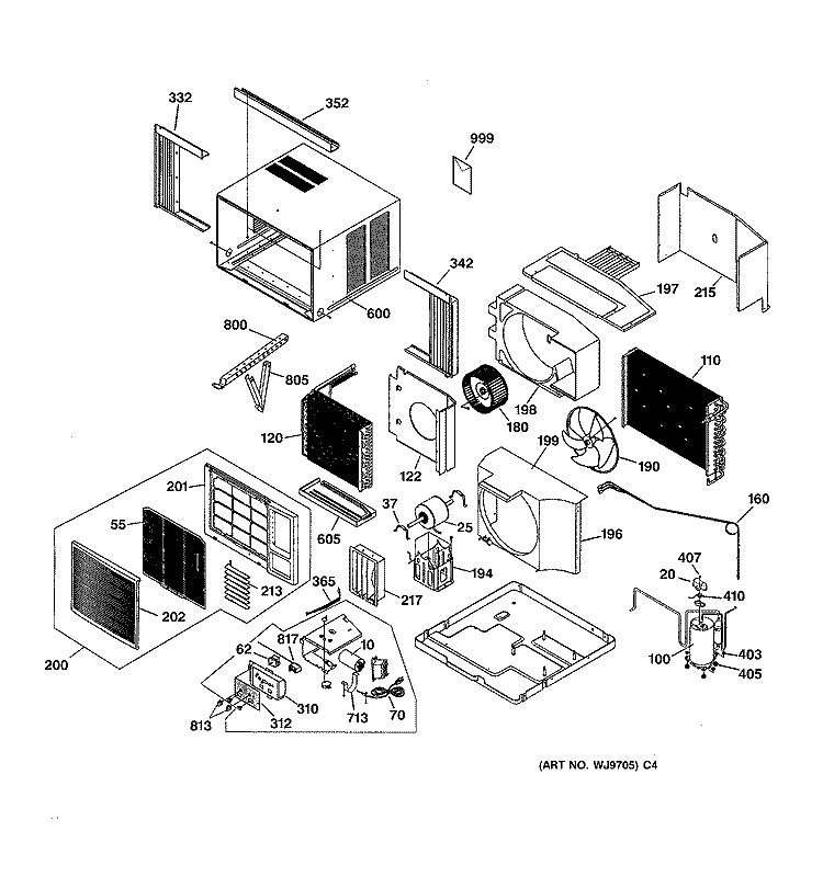 Section Diagram and Parts List for ASV18DBS1  General Electric Air Conditioner