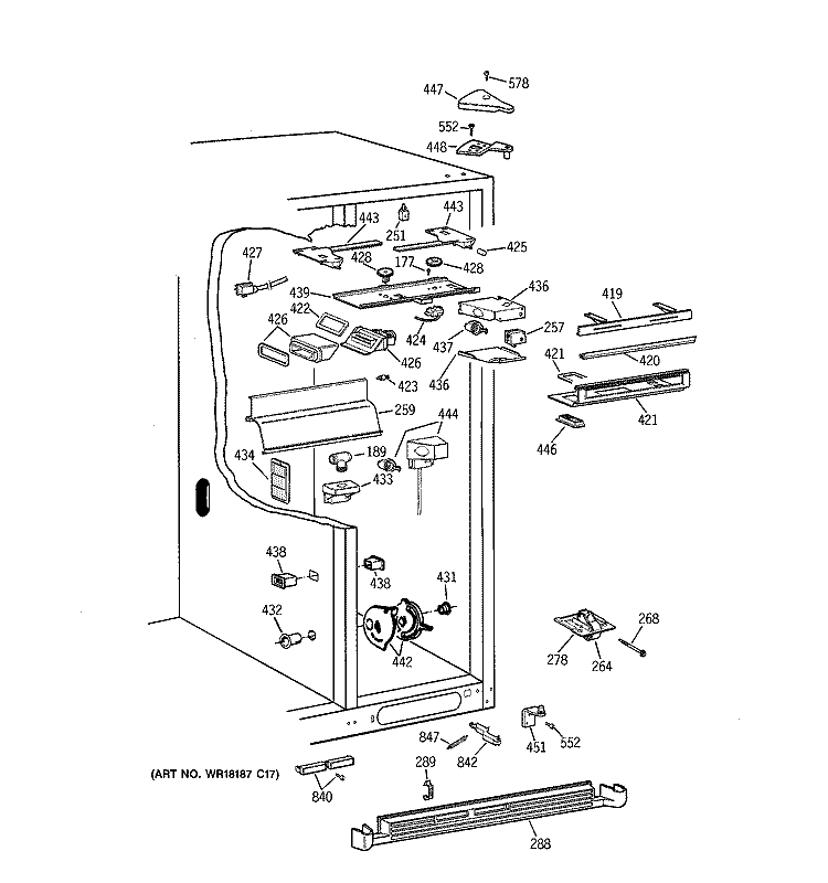 FRESH FOOD SECTION Diagram and Parts List for TPS24PIBEBS  General Electric Refrigerator