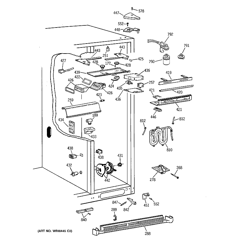 FRESH FOOD SECTION Diagram and Parts List for TPS24PPBEBS  General Electric Refrigerator