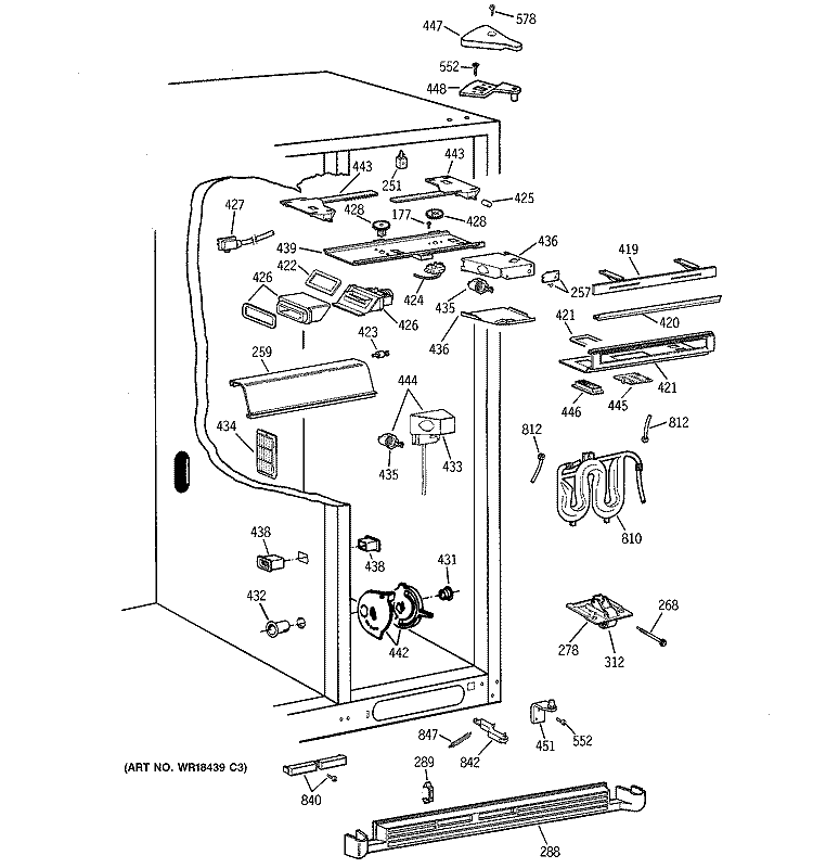 FRESH FOOD SECTION Diagram and Parts List for TPG24PFCEBS  General Electric Refrigerator
