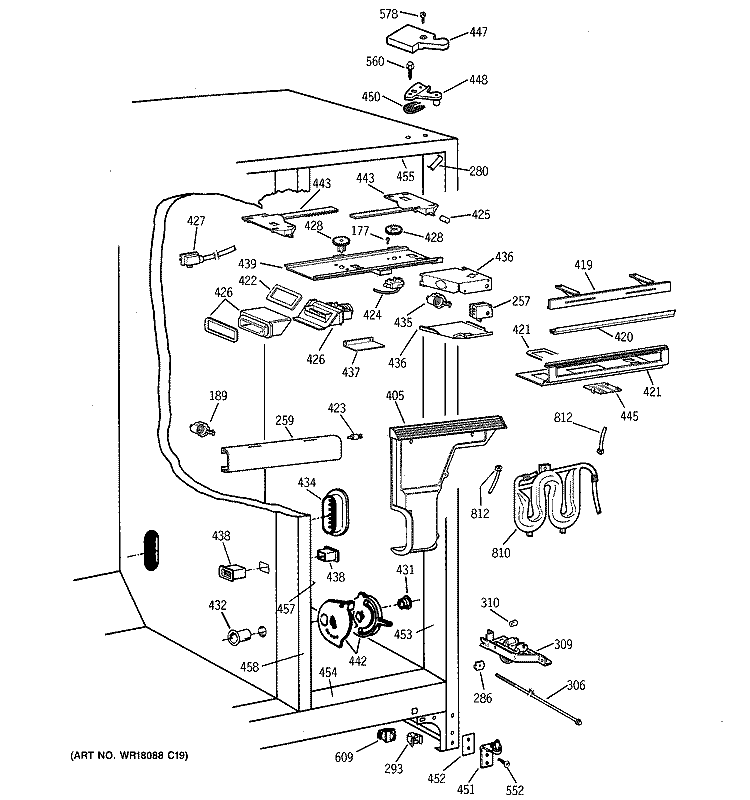 FRESH FOOD SECTION Diagram and Parts List for TPG21KRCEWS  General Electric Refrigerator