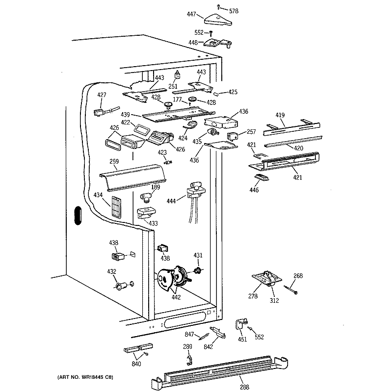 FRESH FOOD SECTION Diagram and Parts List for TPS24BICEBS  General Electric Refrigerator