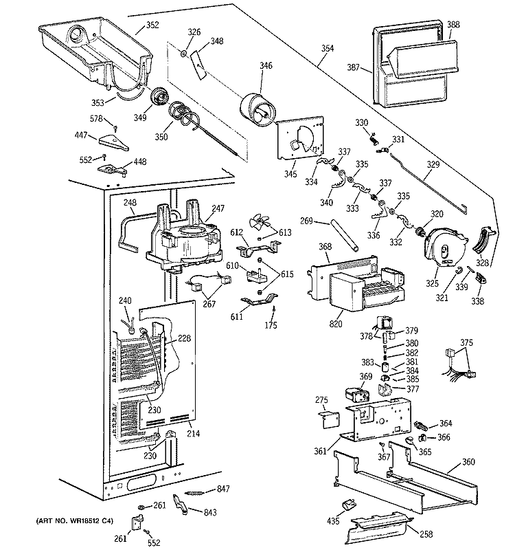 FREEZER SECTION Diagram and Parts List for TPS24PBBGBS  General Electric Refrigerator
