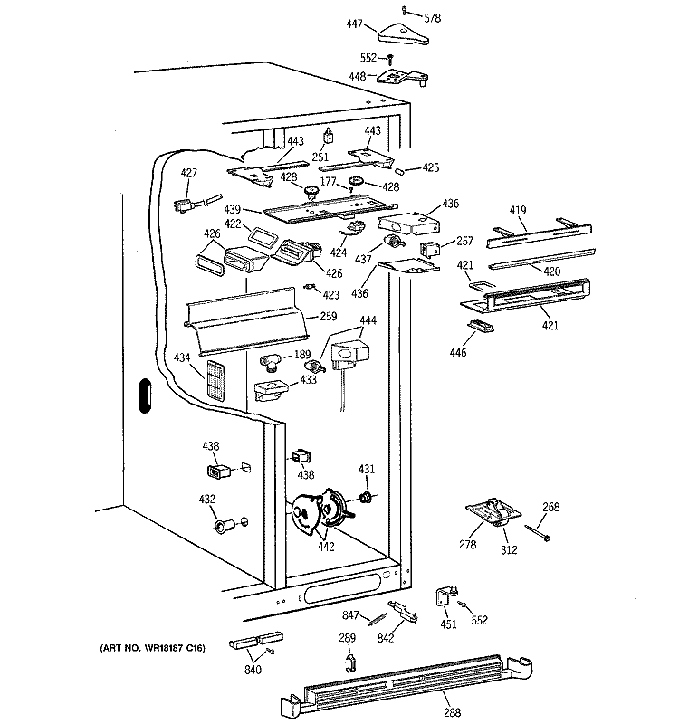 FRESH FOOD SECTION Diagram and Parts List for TPS24PIBGBS  General Electric Refrigerator