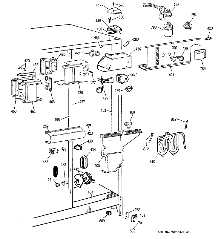 FRESH FOOD SECTION Diagram and Parts List for ZFSB27DAESS  General Electric Refrigerator