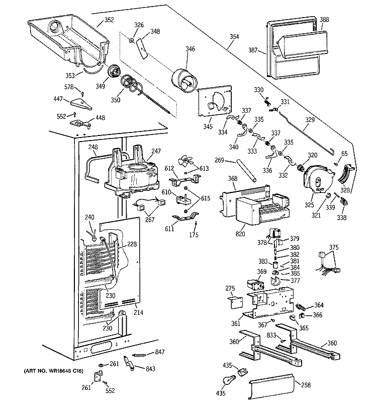FREEZER SECTION Diagram and Parts List for TPS24BPCGBS  General Electric Refrigerator
