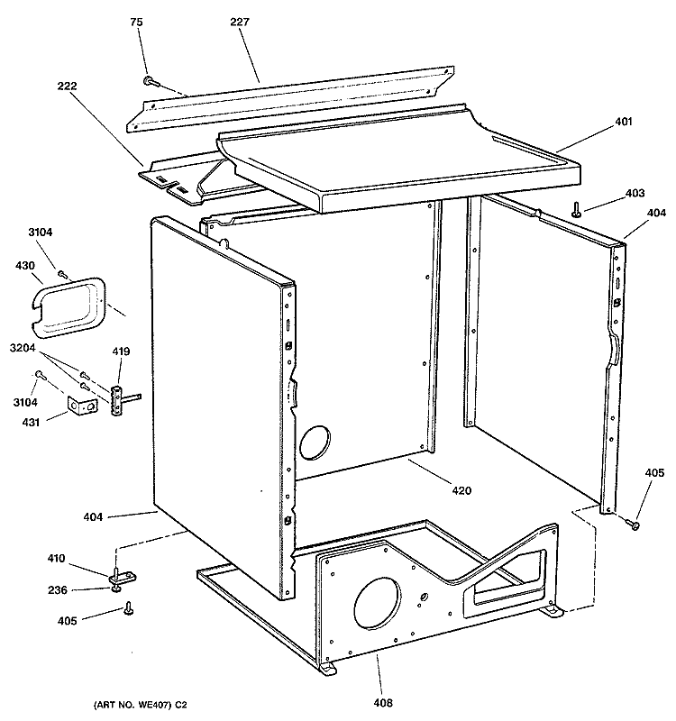 CABINET Diagram and Parts List for NWXR473EV1AA  Hotpoint Dryer