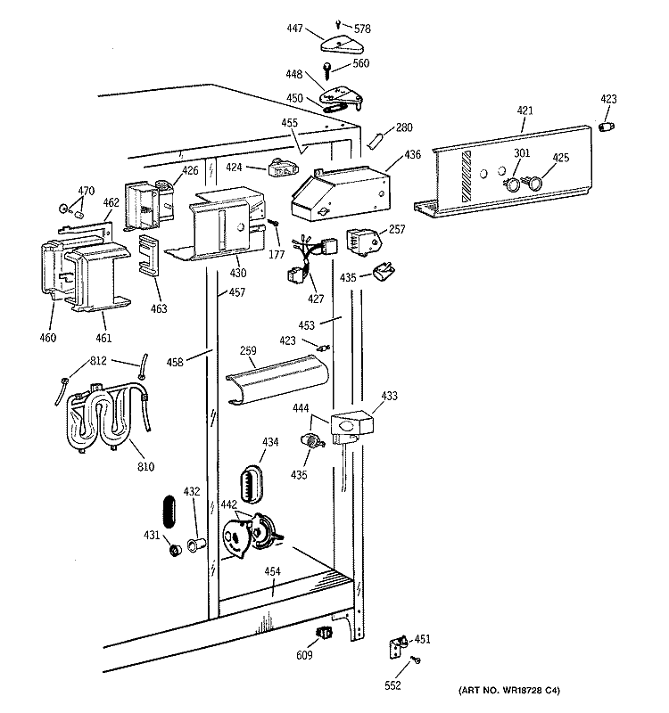 FRESH FOOD SECTION Diagram and Parts List for TFG25PRBGBS  General Electric Refrigerator